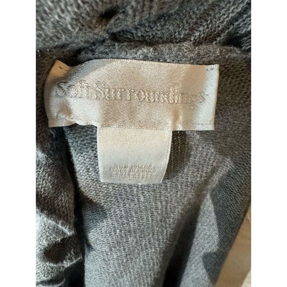 Soft Surroundings Ruffle Cardigan M Open Front Cozy Waterfall Knit Feminine Chic - Picture 8 of 10